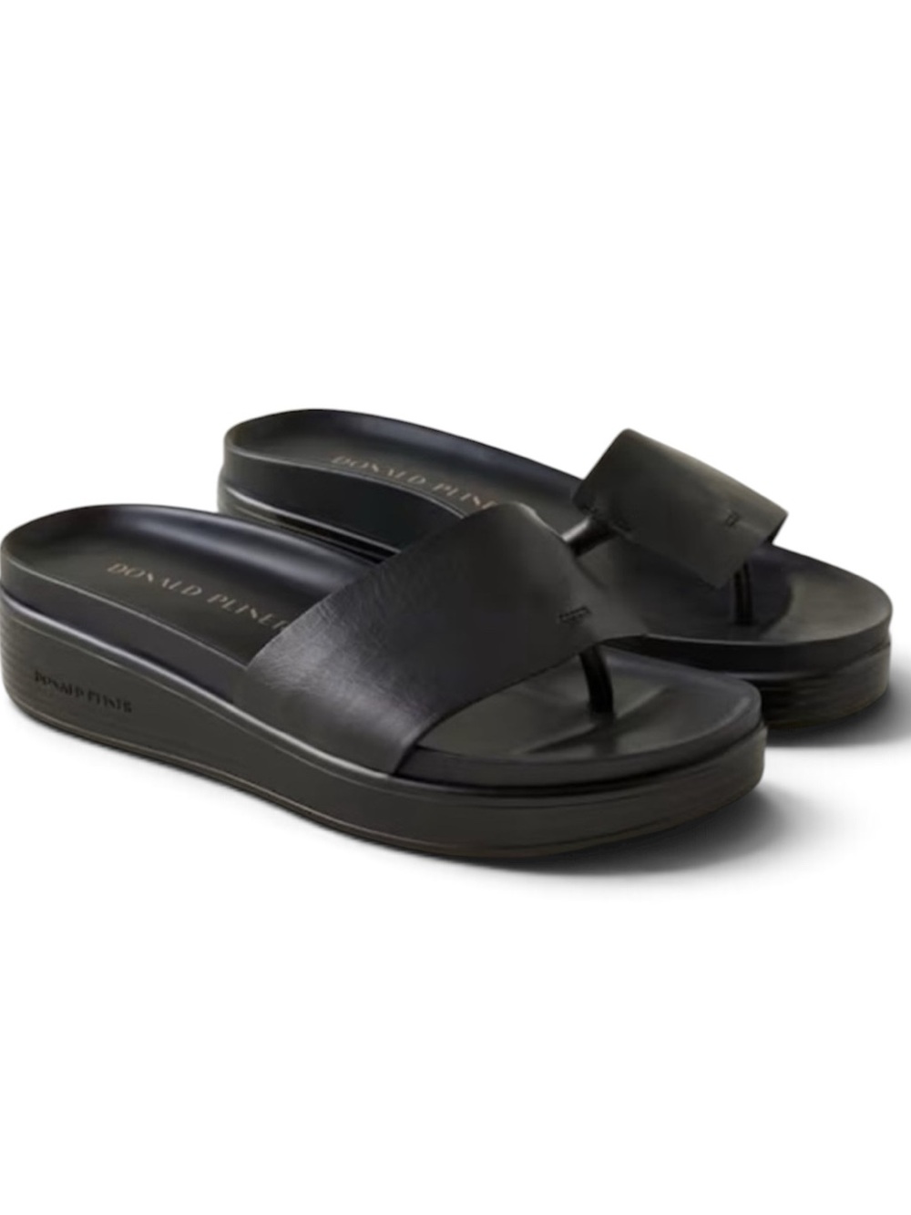 Donald J Pliner Fifi Black Leather Y2K Platform Sandals 8 90s Minimalist Luxury